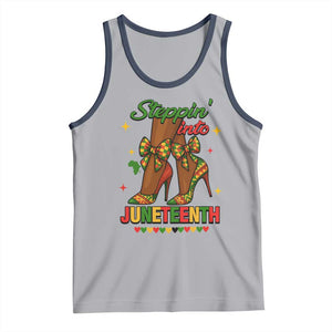 Stepping Into Juneteenth Tank Top Afro Diva High with African Pride TS02 Athletic Heather Navy Print Your Wear