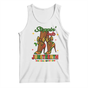 Stepping Into Juneteenth Tank Top Afro Diva High with African Pride TS02 White Print Your Wear