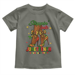 Stepping Into Juneteenth Toddler T Shirt Afro Diva High with African Pride TS02 Military Green Print Your Wear