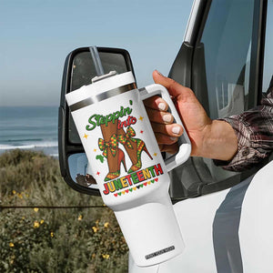 Stepping Into Juneteenth Tumbler With Handle Afro Diva High with African Pride TS02 Print Your Wear