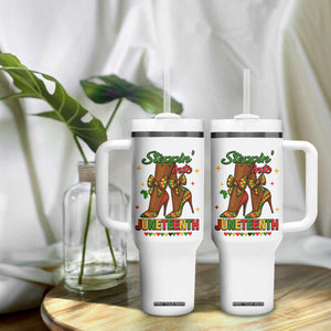 Stepping Into Juneteenth Tumbler With Handle Afro Diva High with African Pride TS02 Print Your Wear