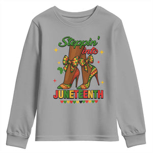 Stepping Into Juneteenth Youth Sweatshirt Afro Diva High with African Pride TS02 Sport Gray Print Your Wear