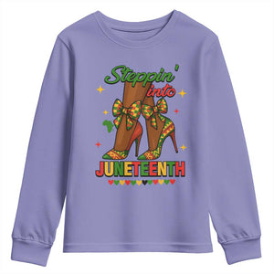Stepping Into Juneteenth Youth Sweatshirt Afro Diva High with African Pride TS02 Violet Print Your Wear