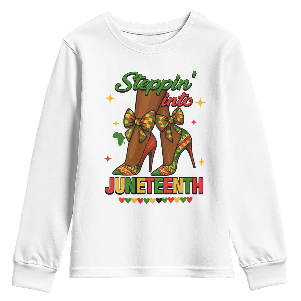 Stepping Into Juneteenth Youth Sweatshirt Afro Diva High with African Pride TS02 White Print Your Wear