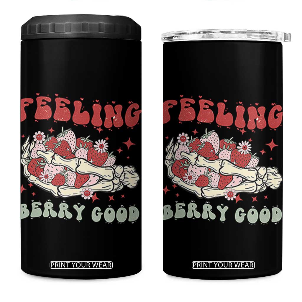 Strawberry Festival 4 in 1 Can Cooler Tumbler Feeling Berry Good Fruit Lover Skeleton Hand TS02 One Size: 16 oz Black Print Your Wear