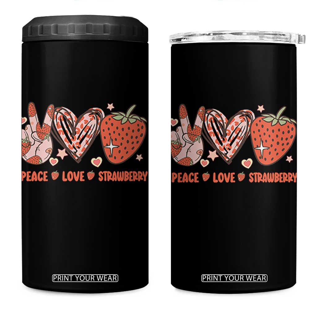 Strawberry Festival 4 in 1 Can Cooler Tumbler Peace Love Strawberry Cute Fruit Lover TS02 One Size: 16 oz Black Print Your Wear
