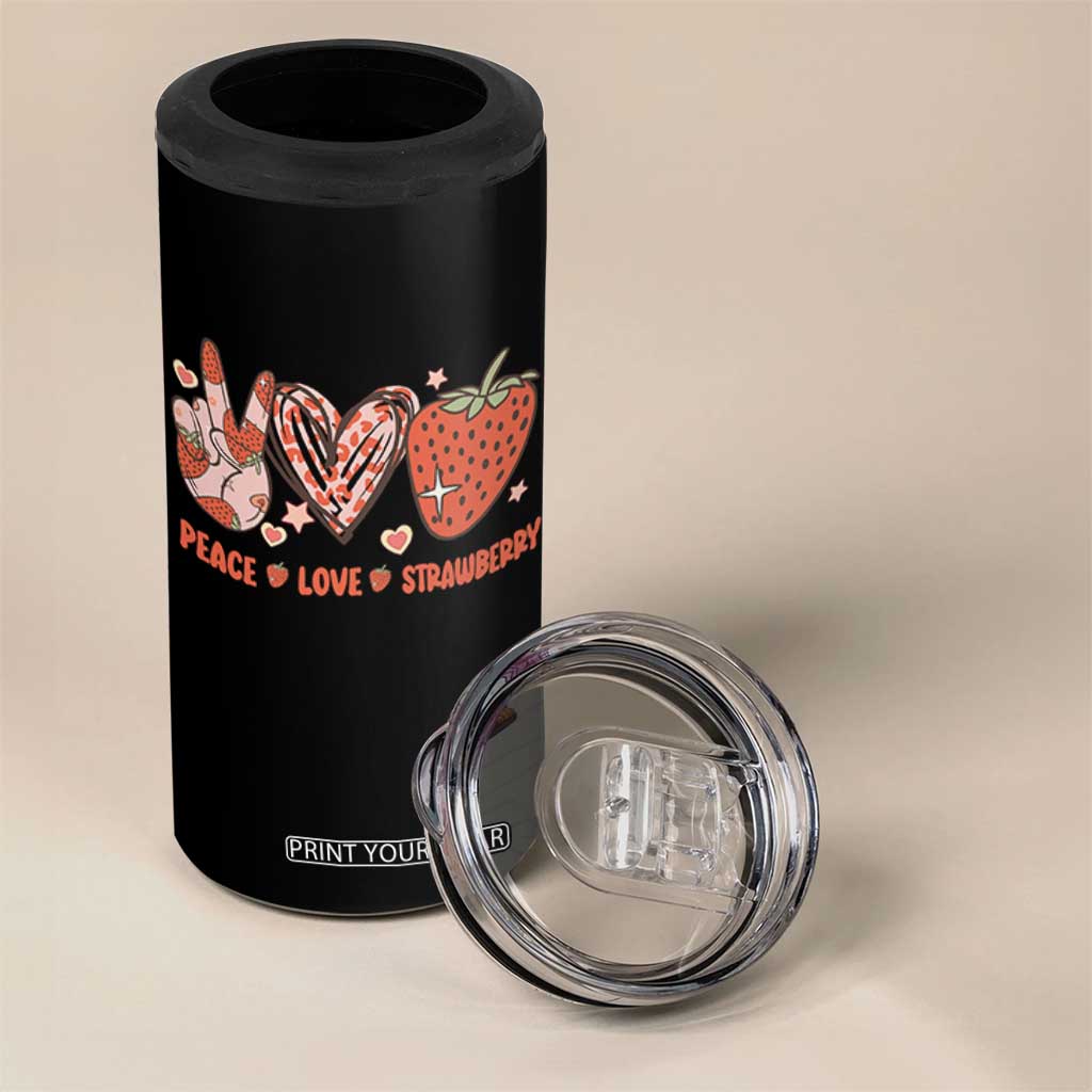 Strawberry Festival 4 in 1 Can Cooler Tumbler Peace Love Strawberry Cute Fruit Lover TS02 Print Your Wear