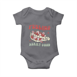 Strawberry Festival Baby Onesie Feeling Berry Good Fruit Lover Skeleton Hand TS02 Charcoal Print Your Wear