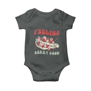 Strawberry Festival Baby Onesie Feeling Berry Good Fruit Lover Skeleton Hand TS02 Dark Heather Print Your Wear