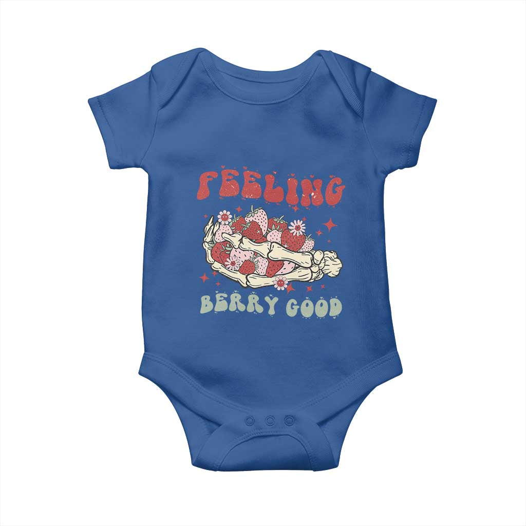 Strawberry Festival Baby Onesie Feeling Berry Good Fruit Lover Skeleton Hand TS02 Royal Blue Print Your Wear