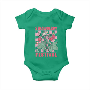 Strawberry Festival Baby Onesie Fruit Lover Botanical Retro Groovy TS02 Irish Green Print Your Wear