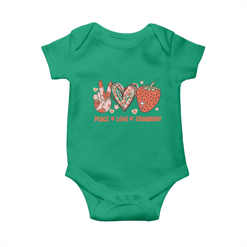 Strawberry Festival Baby Onesie Peace Love Strawberry Cute Fruit Lover TS02 Irish Green Print Your Wear