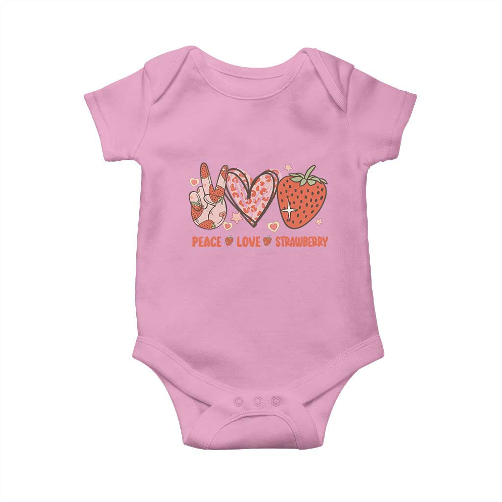 Strawberry Festival Baby Onesie Peace Love Strawberry Cute Fruit Lover TS02 Light Pink Print Your Wear