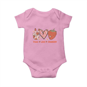 Strawberry Festival Baby Onesie Peace Love Strawberry Cute Fruit Lover TS02 Light Pink Print Your Wear