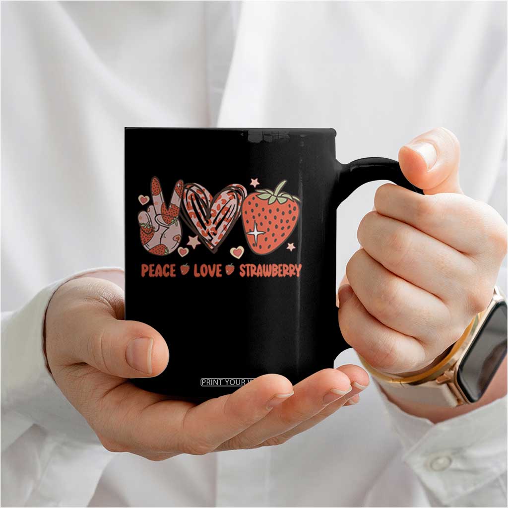 Strawberry Festival Coffee Mug Peace Love Strawberry Cute Fruit Lover TS02 Print Your Wear