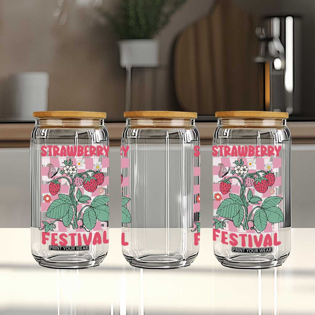 Strawberry Festival Glass Can Fruit Lover Botanical Retro Groovy TS02 Print Your Wear