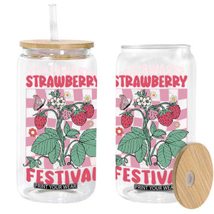 Strawberry Festival Glass Can Fruit Lover Botanical Retro Groovy TS02 Black Print Your Wear