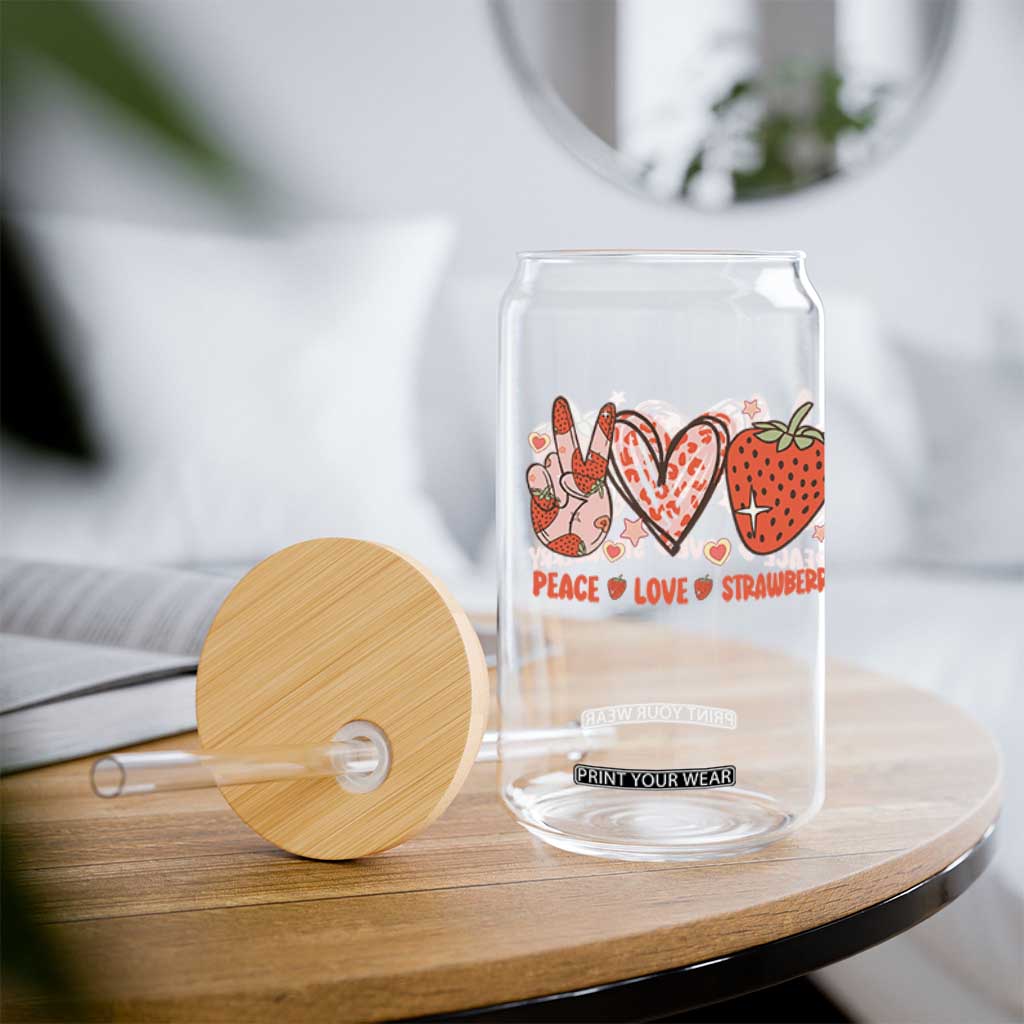 Strawberry Festival Glass Can Peace Love Strawberry Cute Fruit Lover TS02 Print Your Wear
