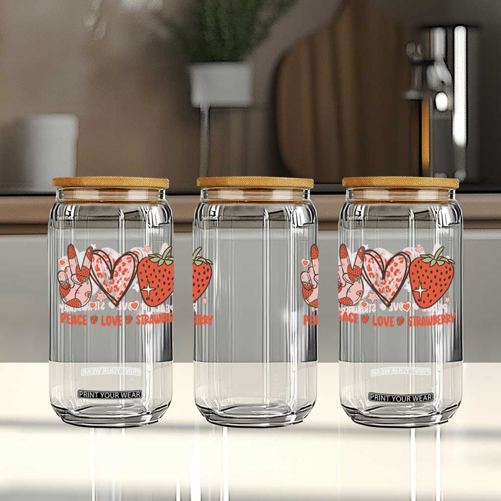 Strawberry Festival Glass Can Peace Love Strawberry Cute Fruit Lover TS02 Print Your Wear