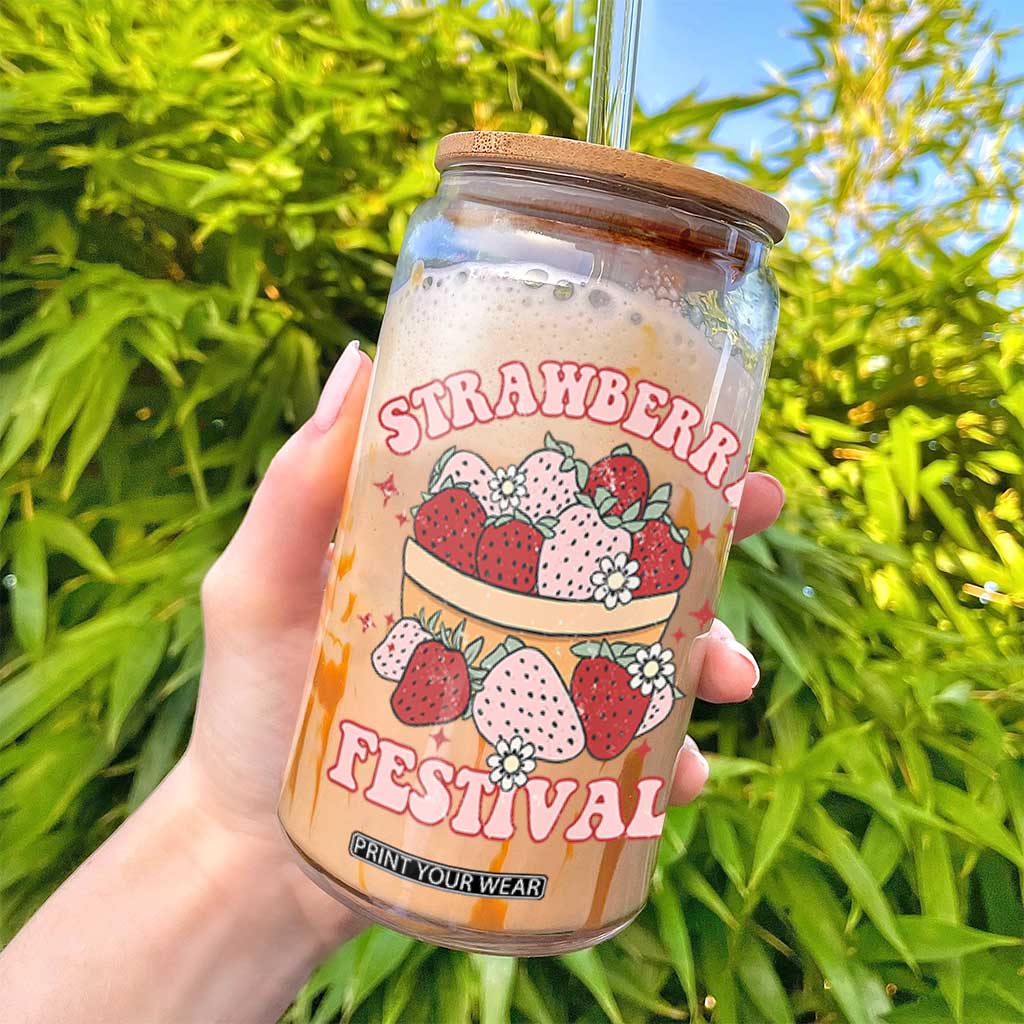 Strawberry Festival Glass Can Retro Strawberries Fruit Lover TS02 Print Your Wear
