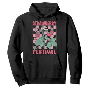 Strawberry Festival Hoodie Fruit Lover Botanical Retro Groovy TS02 Black Print Your Wear