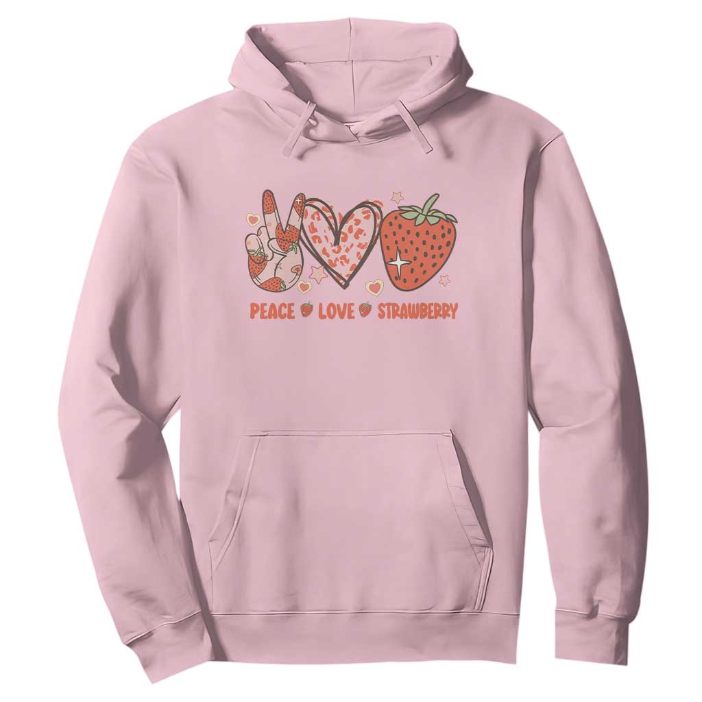 Strawberry Festival Hoodie Peace Love Strawberry Cute Fruit Lover TS02 Light Pink Print Your Wear