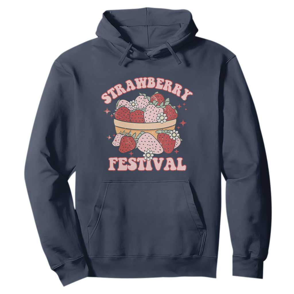 Strawberry Festival Hoodie Retro Strawberries Fruit Lover TS02 Navy Print Your Wear