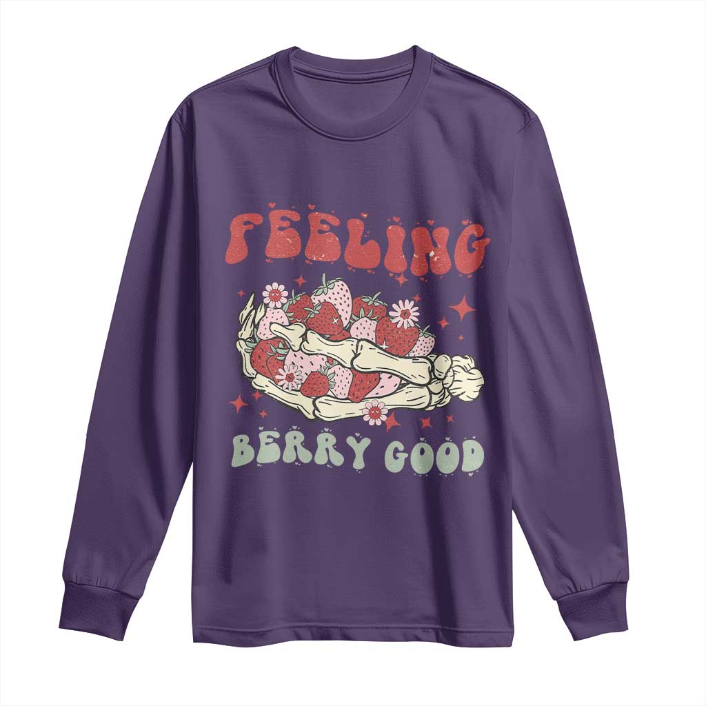 Strawberry Festival Long Sleeve Shirt Feeling Berry Good Fruit Lover Skeleton Hand TS02 Purple Print Your Wear