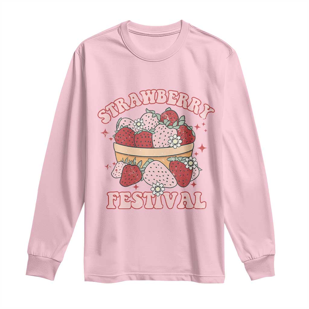 Strawberry Festival Long Sleeve Shirt Retro Strawberries Fruit Lover TS02 Light Pink Print Your Wear
