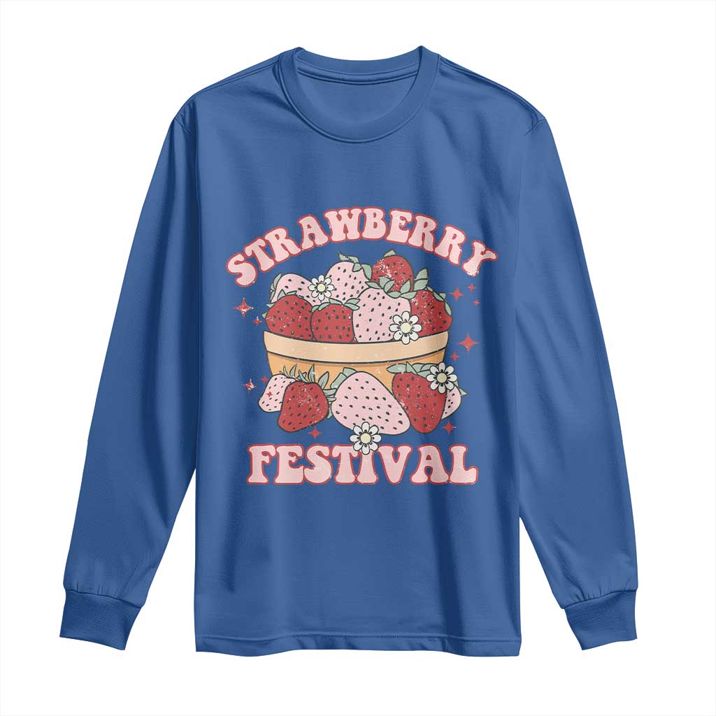 Strawberry Festival Long Sleeve Shirt Retro Strawberries Fruit Lover TS02 Royal Blue Print Your Wear