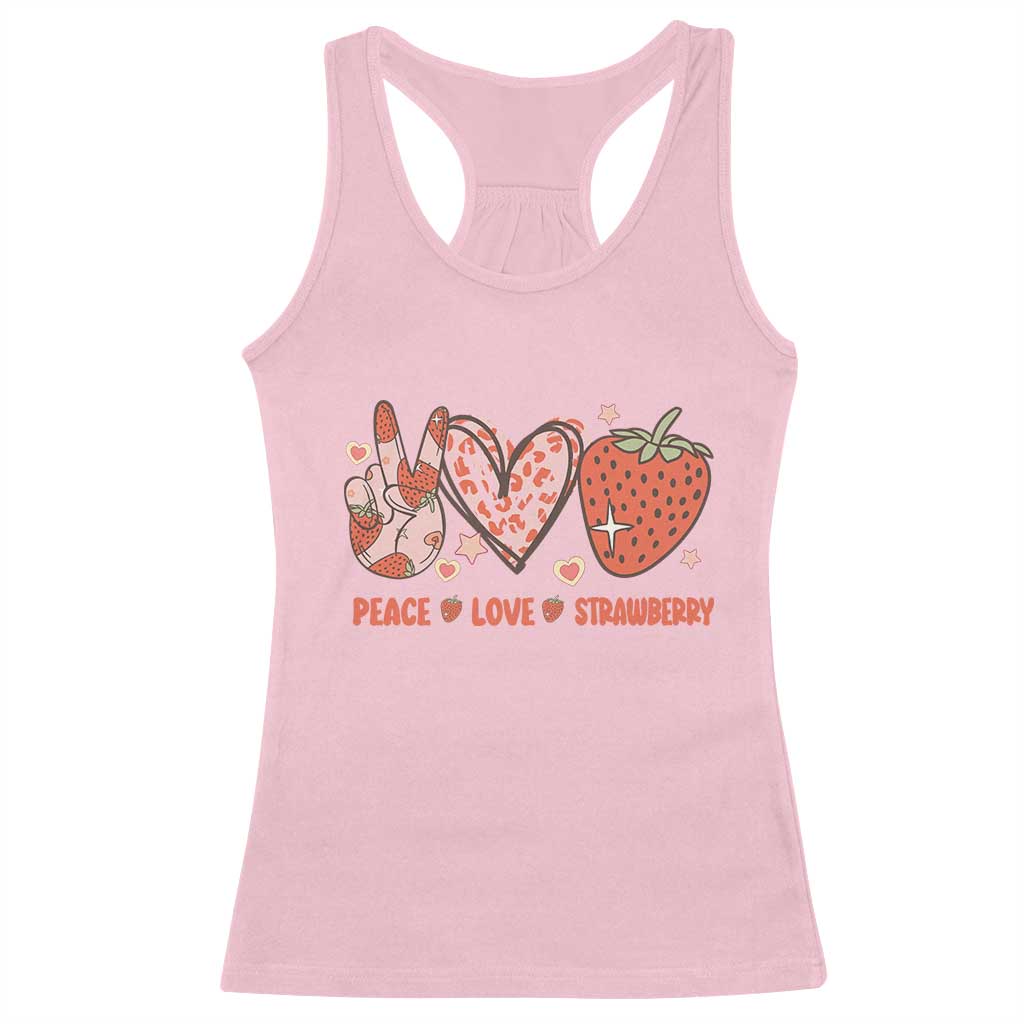 Strawberry Festival Racerback Tank Top Peace Love Strawberry Cute Fruit Lover TS02 Light Pink Print Your Wear