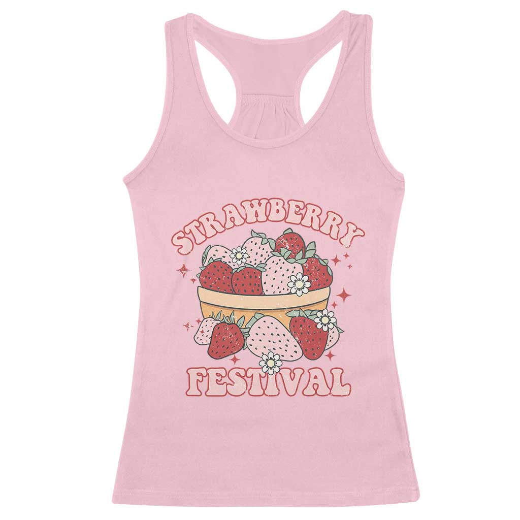 Strawberry Festival Racerback Tank Top Retro Strawberries Fruit Lover TS02 Light Pink Print Your Wear