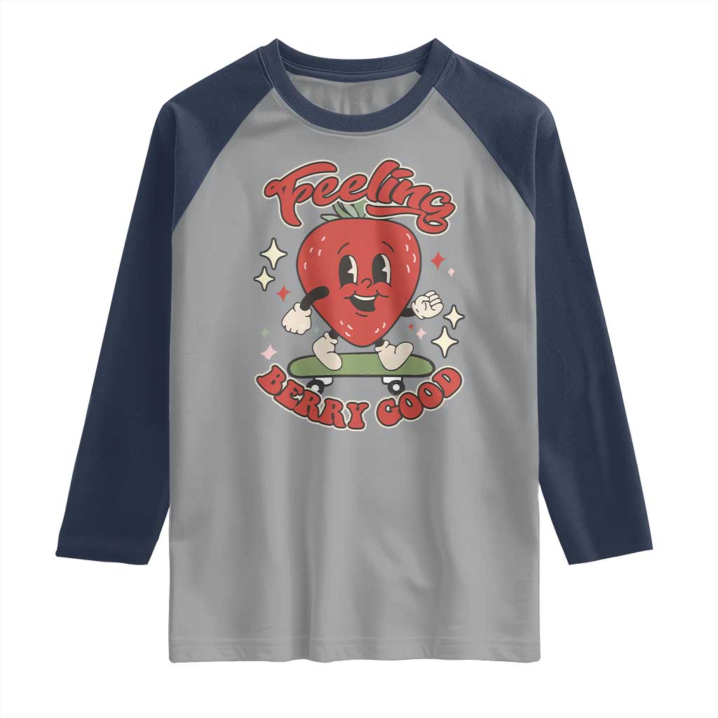 Strawberry Festival Raglan Shirt Cute Feeling Berry Good Fruit Lover TS02 Sport Gray Navy Print Your Wear