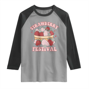 Strawberry Festival Raglan Shirt Retro Strawberries Fruit Lover TS02 Sport Gray Black Print Your Wear