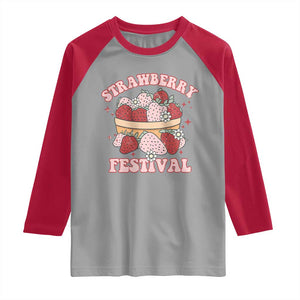 Strawberry Festival Raglan Shirt Retro Strawberries Fruit Lover TS02 Sport Gray Red Print Your Wear