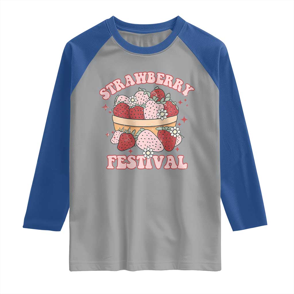 Strawberry Festival Raglan Shirt Retro Strawberries Fruit Lover TS02 Sport Gray Royal Print Your Wear