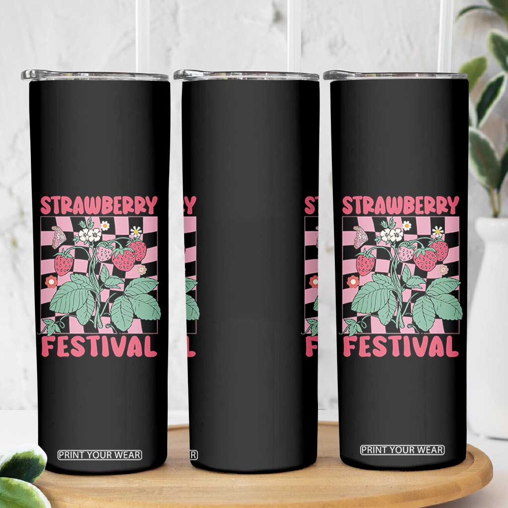 Strawberry Festival Skinny Tumbler Fruit Lover Botanical Retro Groovy TS02 Print Your Wear
