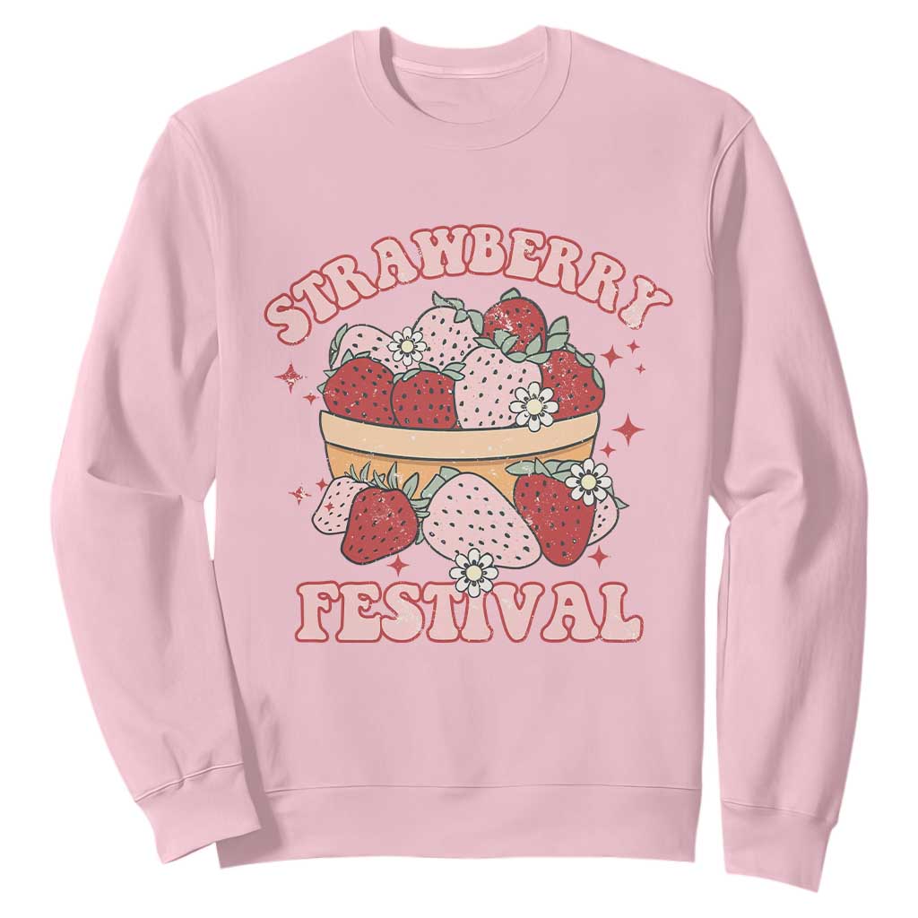 Strawberry Festival Sweatshirt Retro Strawberries Fruit Lover TS02 Light Pink Print Your Wear