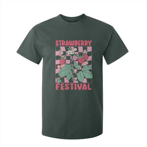 Strawberry Festival T Shirt For Kid Fruit Lover Botanical Retro Groovy TS02 Dark Forest Green Print Your Wear