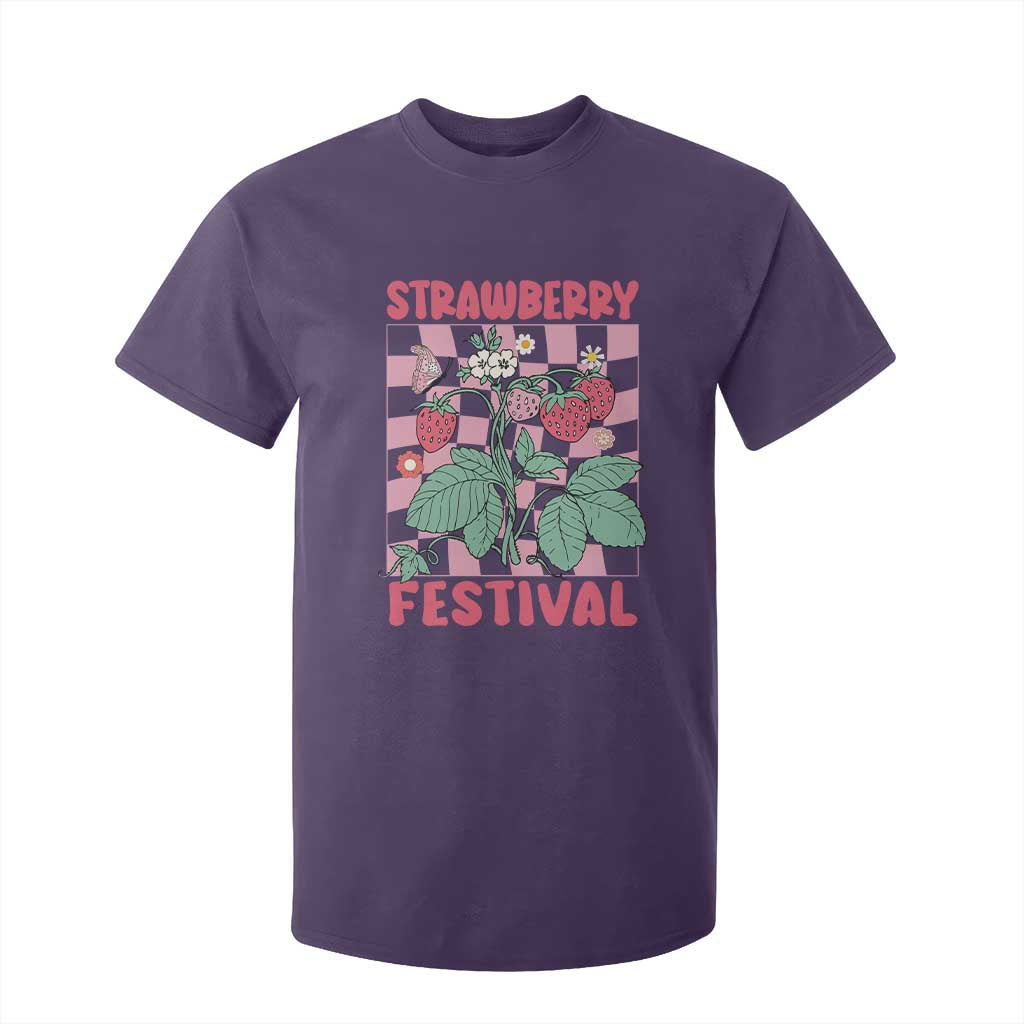 Strawberry Festival T Shirt For Kid Fruit Lover Botanical Retro Groovy TS02 Purple Print Your Wear