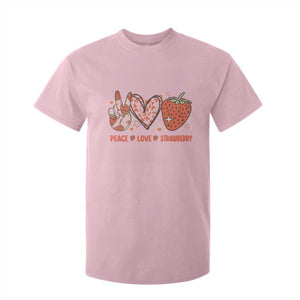 Strawberry Festival T Shirt For Kid Peace Love Strawberry Cute Fruit Lover TS02 Light Pink Print Your Wear