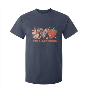 Strawberry Festival T Shirt For Kid Peace Love Strawberry Cute Fruit Lover TS02 Navy Print Your Wear