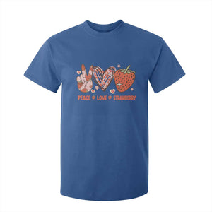 Strawberry Festival T Shirt For Kid Peace Love Strawberry Cute Fruit Lover TS02 Royal Blue Print Your Wear
