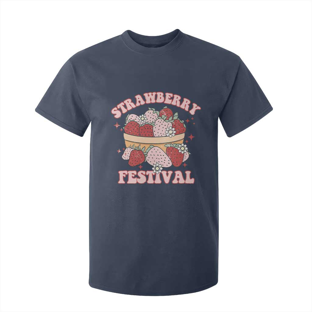 Strawberry Festival T Shirt For Kid Retro Strawberries Fruit Lover TS02 Navy Print Your Wear