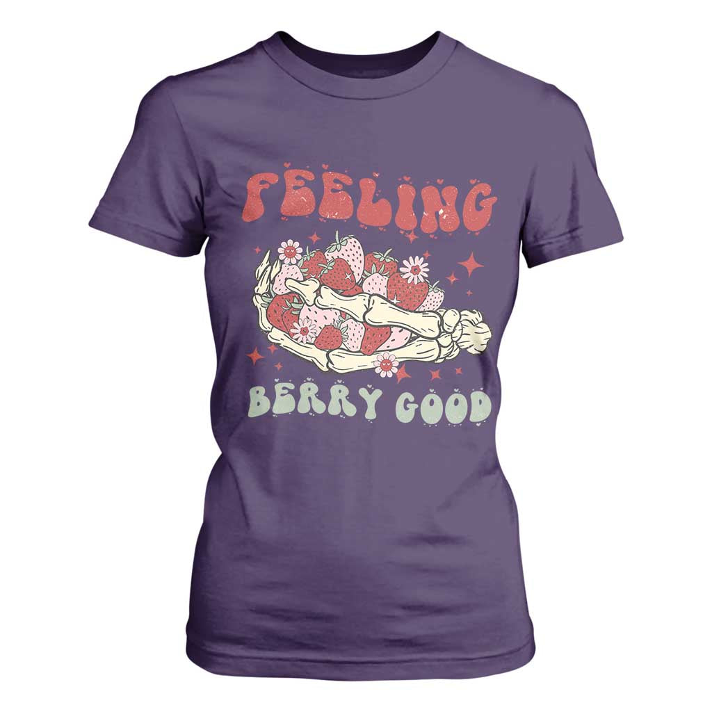 Strawberry Festival T Shirt For Women Feeling Berry Good Fruit Lover Skeleton Hand TS02 Purple Print Your Wear