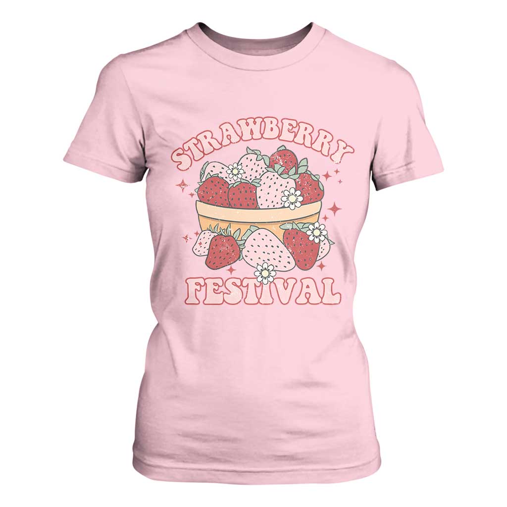Strawberry Festival T Shirt For Women Retro Strawberries Fruit Lover TS02 Light Pink Print Your Wear
