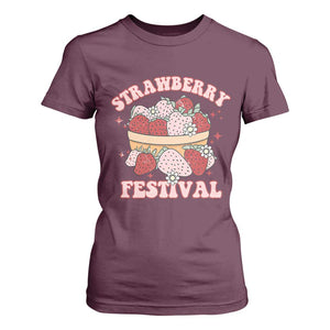 Strawberry Festival T Shirt For Women Retro Strawberries Fruit Lover TS02 Maroon Print Your Wear