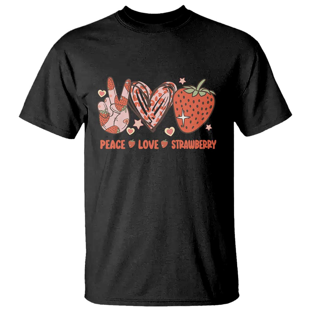 Strawberry Festival T Shirt Peace Love Strawberry Cute Fruit Lover TS02 Black Print Your Wear