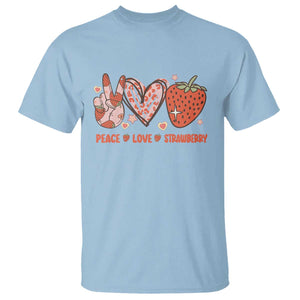 Strawberry Festival T Shirt Peace Love Strawberry Cute Fruit Lover TS02 Light Blue Print Your Wear