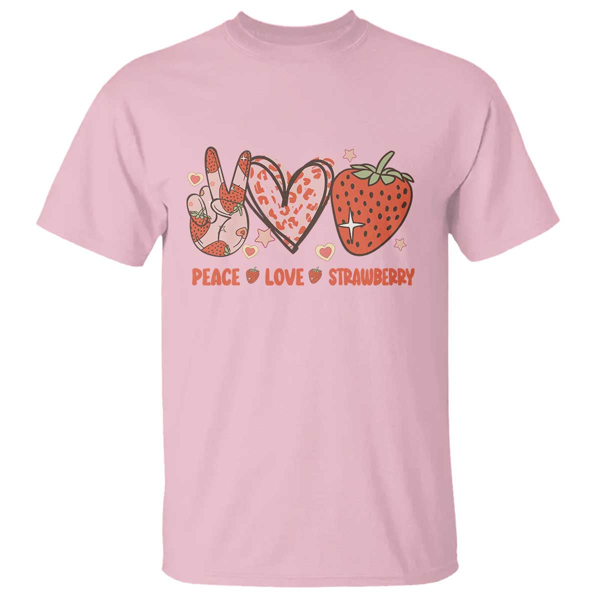 Strawberry Festival T Shirt Peace Love Strawberry Cute Fruit Lover TS02 Light Pink Print Your Wear